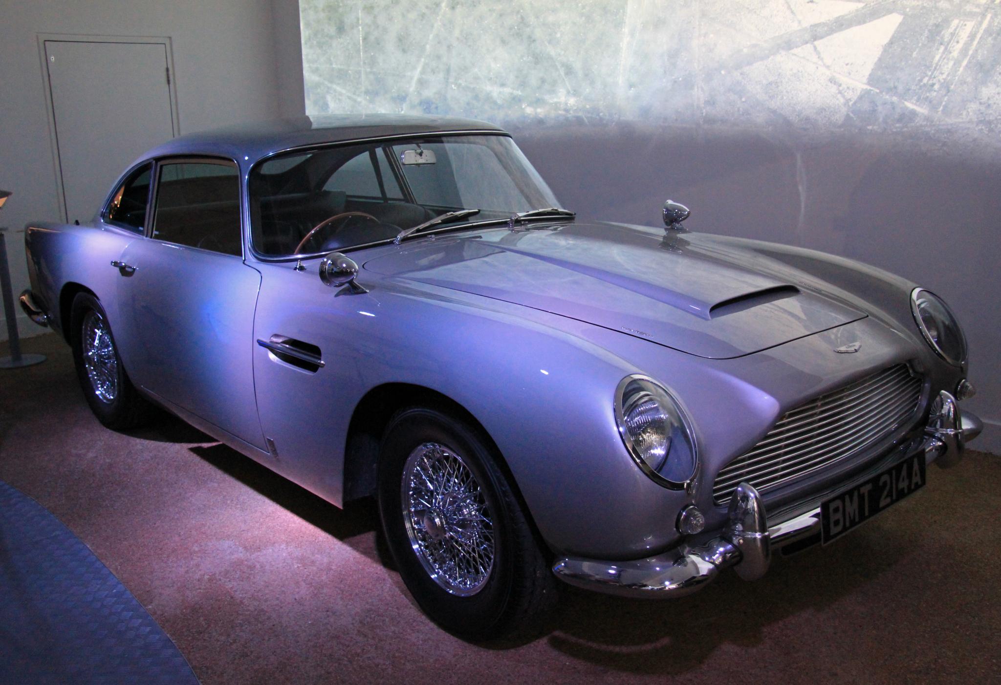 The original Goldfinger Aston Martin DB5, chassis BMT 216A, on display at the National Motor Museum, Beaulieu